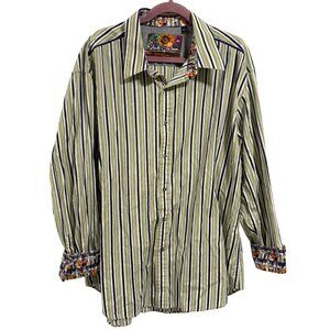 Robert Graham Multicolor Stripe Long Sleeve Flipped Cuff  Shirt Men's Size‎ 3XL